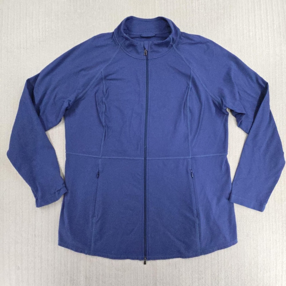 J. Jill Fit Out & About Shirttail Jacket Womens Large Blue Full Zip Outdoor